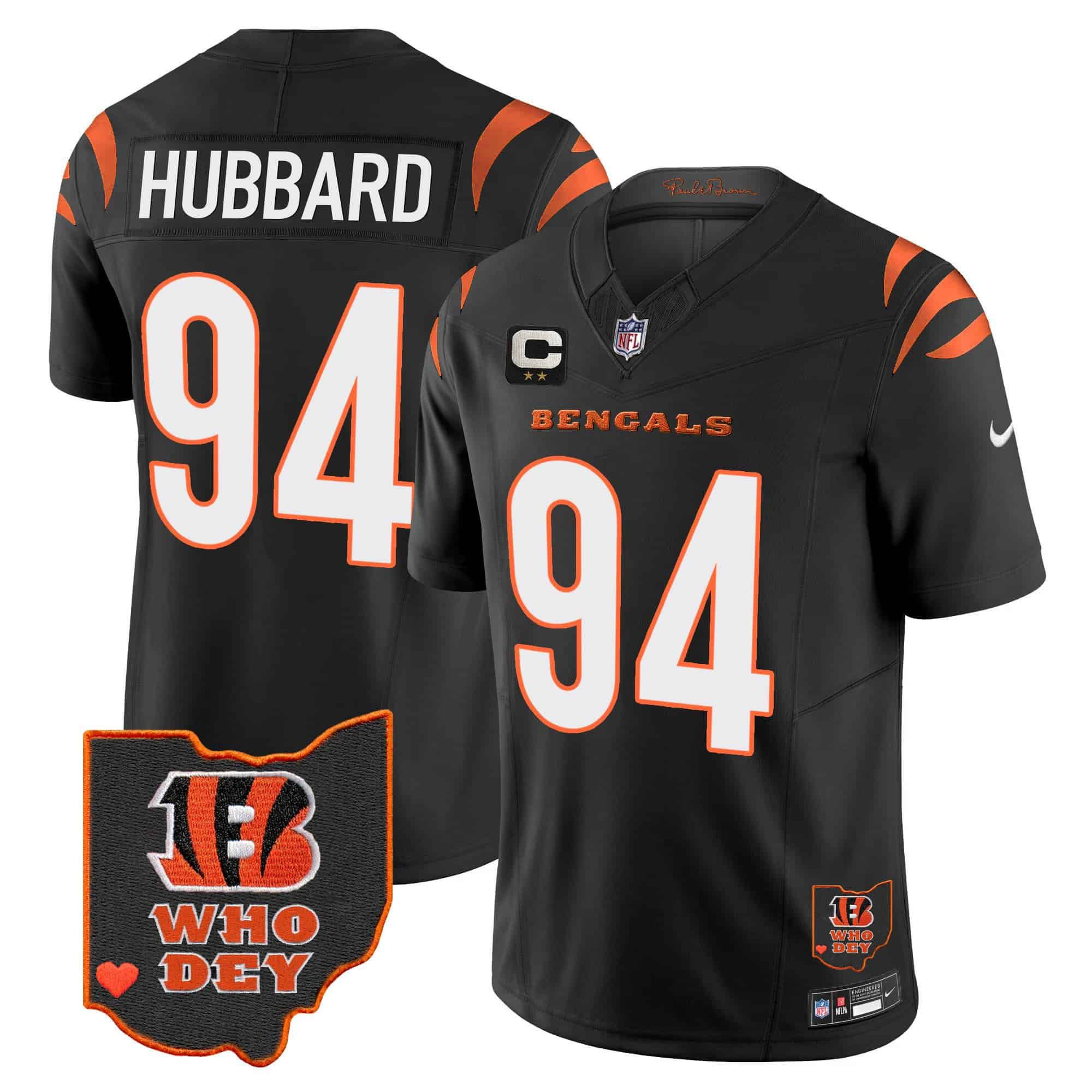 Men Cincinnati Bengals #94 Hubbard Black 2024 Nike Patch Vapor Limited NFL Jersey style 1->women nfl jersey->Women Jersey